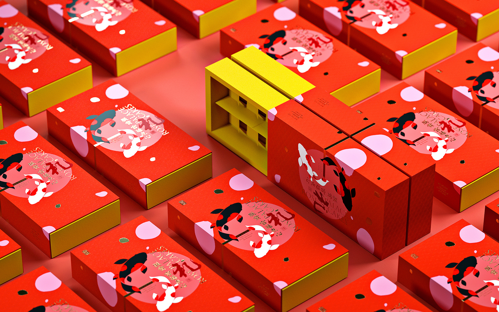 "朕赏"宫廷玫瑰饼插画包装